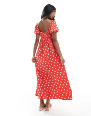 deborah- spun tea maxi dress in red floral