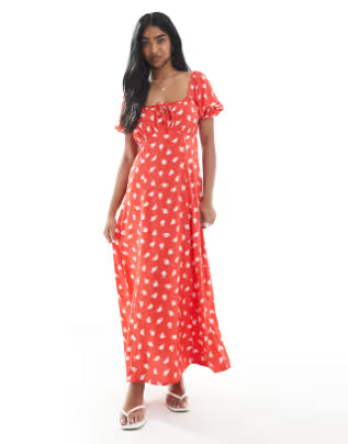 deborah- spun tea maxi dress in red floral