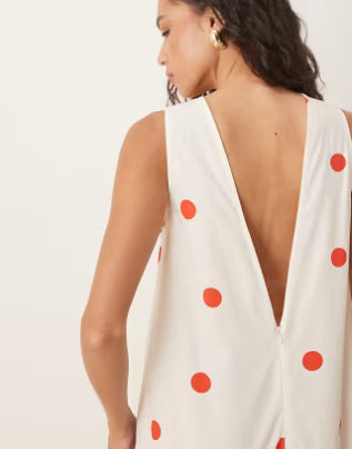 deborah-sleeveless drop waist maxi dress in spot